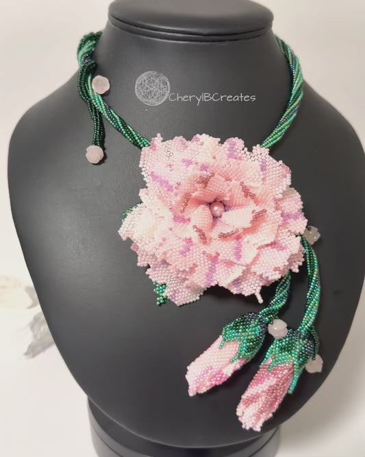 Beaded Rose Necklace