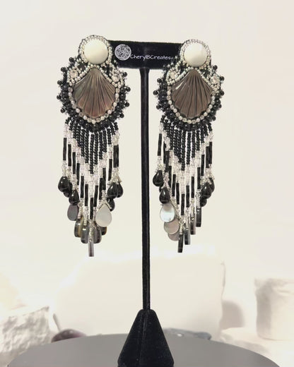 Black Lip Shell Earrings V2