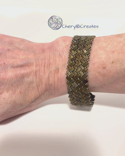 3 Wide Half Tila Herringbone Bracelet