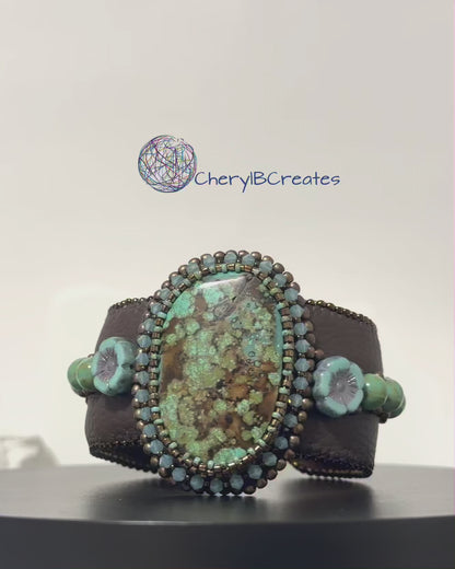 Turquoise Statement  Beaded Cuff Bracelet
