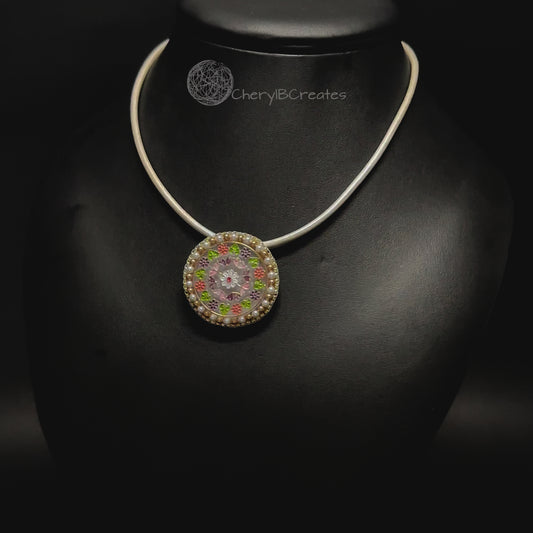 Flowers and Pearls Pendant Necklace