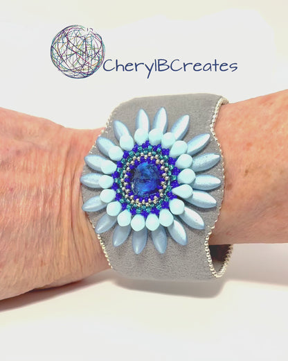 Blue Daisy Bracelet Cuff
