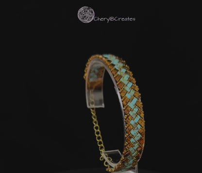 4 Wide Half Tila Herringbone Bracelet