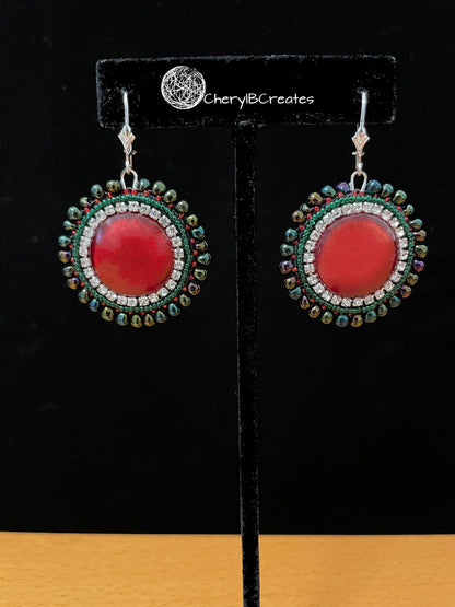 Stained Glass Earrings with Rhinestones