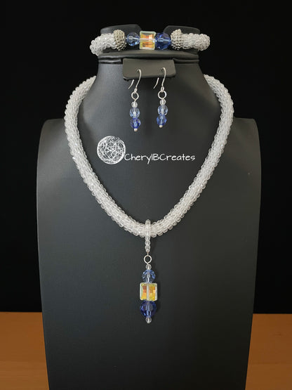 Crocheted Crystal Necklace Set