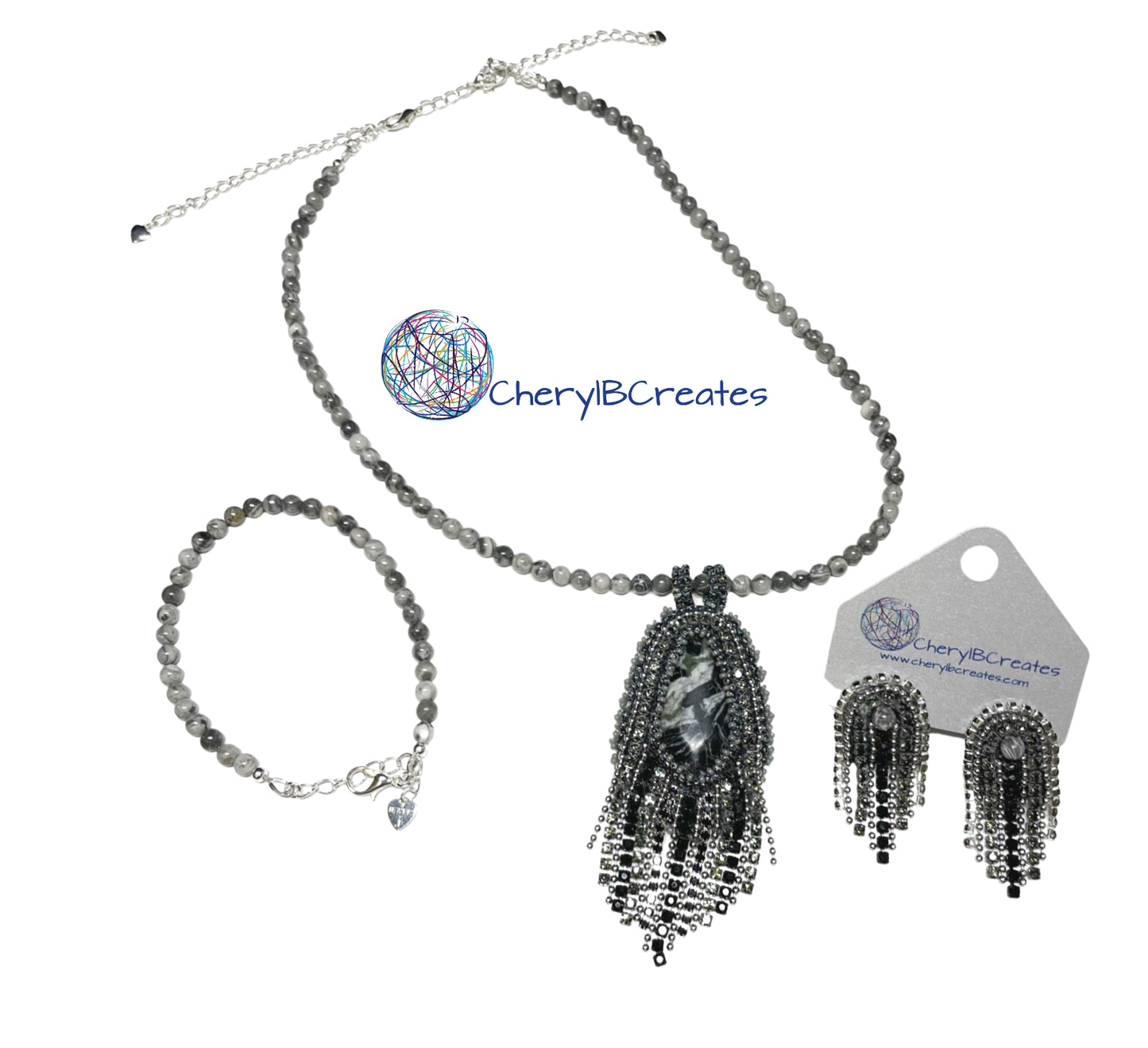 Picasso Marble Fringed Necklace Set